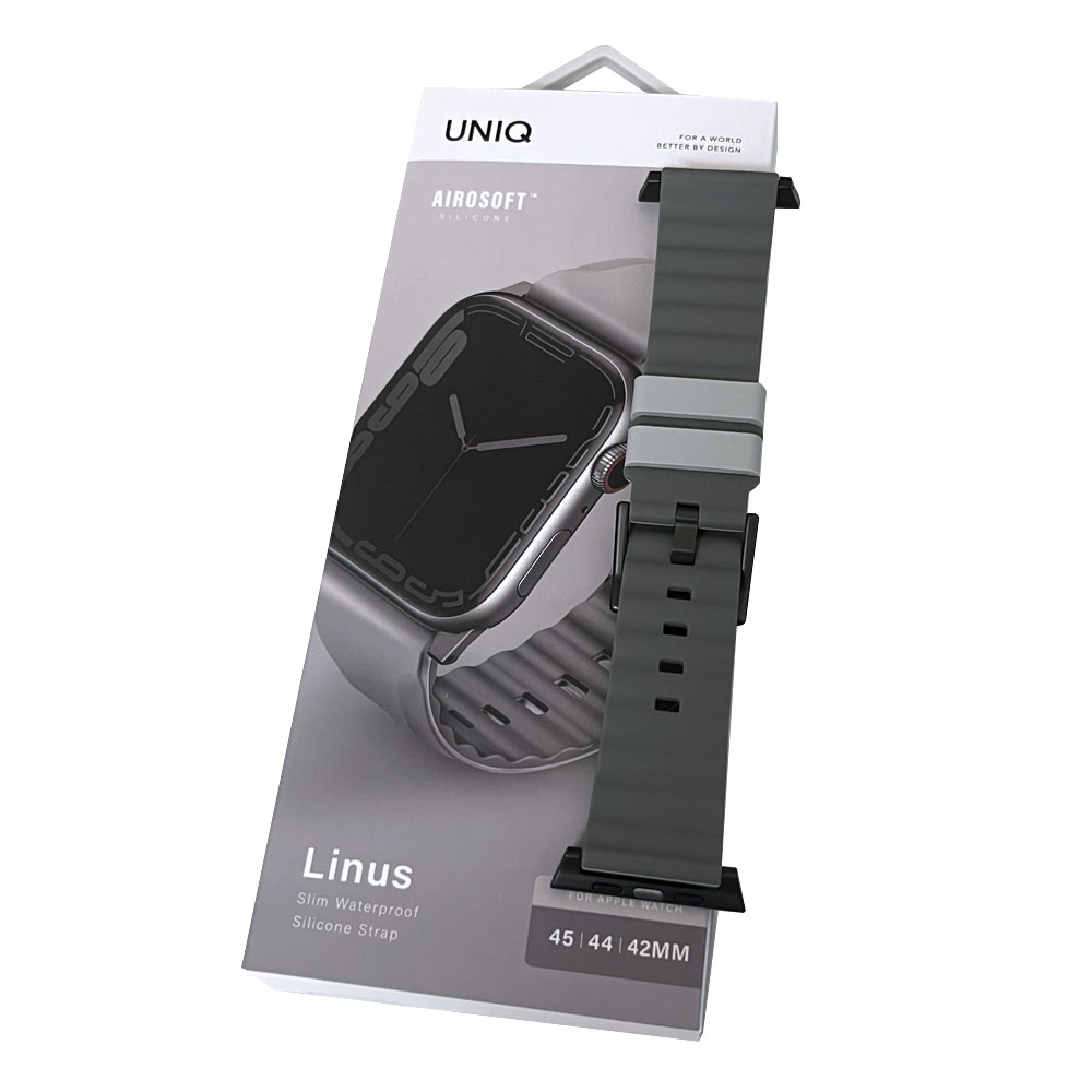 Picture of Apple Watch 42mm  | Uniq Linus Waterproof AiroSoft TM Breathable Silicone Strap Apple Watch 49 Ultra 45mm 44mm 42mm Series 1 2 3 4 5 6 7 SE 8 (Chalk Grey)