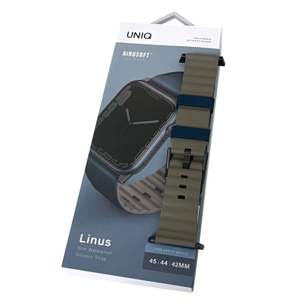 Picture of Apple Watch 42mm  | Uniq Linus Waterproof AiroSoft TM Breathable Silicone Strap Apple Watch 49 Ultra 45mm 44mm 42mm Series 1 2 3 4 5 6 7 SE 8 (Nautical Blue)