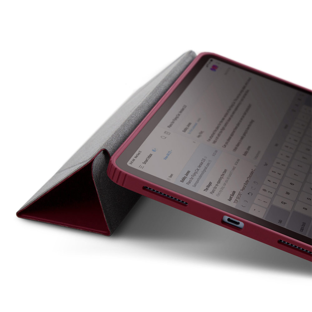 Picture of Apple iPad Pro 11 3rd gen 2021 Case | Uniq Moven Tough Hybrid Case with Clear Scratch-Resistant Black Protection Flip and Standable Case with Pen Storage for Apple iPad Pro 11 3rd Gen 2021 (Burgundy Maroon)