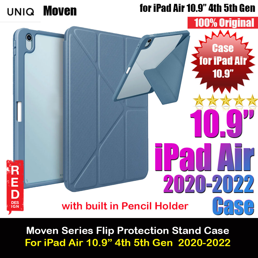 Picture of Uniq Moven Tough Hybrid Case with Clear Scratch-Resistant Black Protection Flip and Standable Case with Pen Storage for iPad Air 10.9 4th 5th Gen 2020 2022 (Blue) Apple iPad Air 10.9 2020- Apple iPad Air 10.9 2020 Cases, Apple iPad Air 10.9 2020 Covers, iPad Cases and a wide selection of Apple iPad Air 10.9 2020 Accessories in Malaysia, Sabah, Sarawak and Singapore 