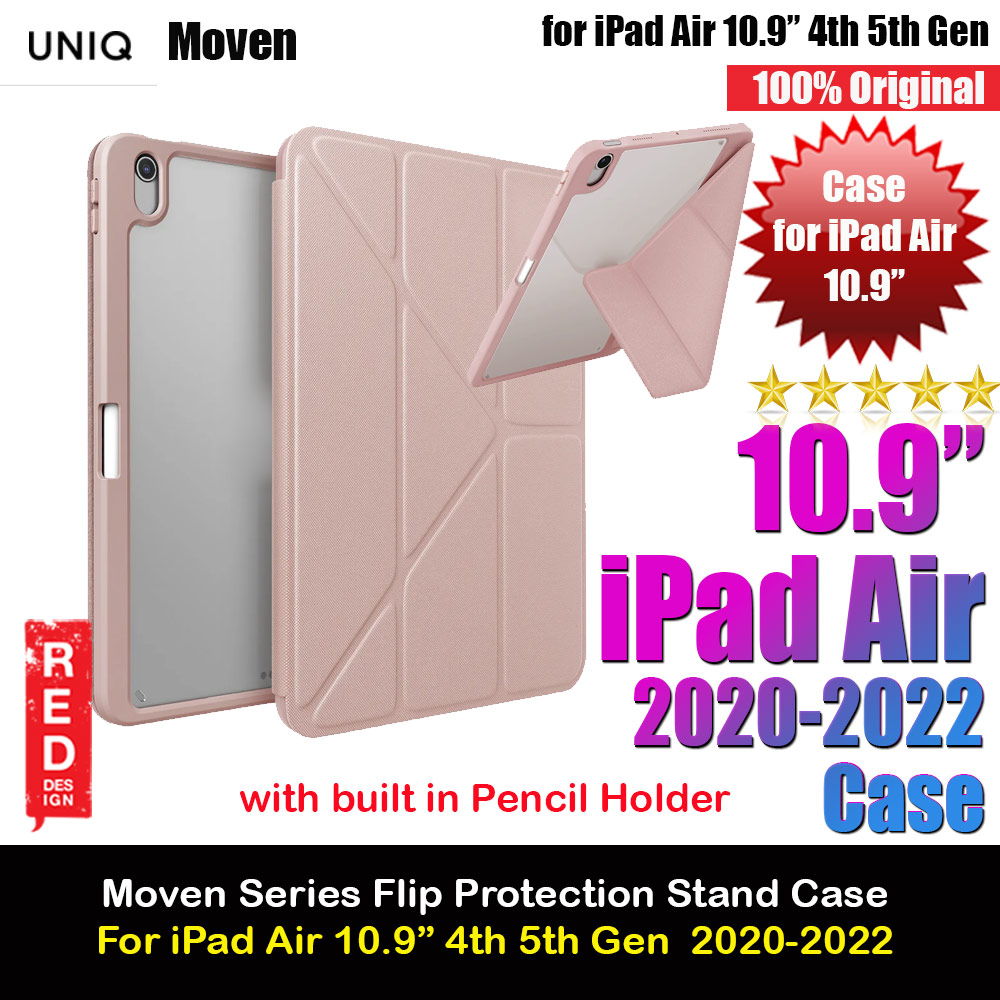 Picture of Uniq Moven Tough Hybrid Case with Clear Scratch-Resistant Black Protection Flip and Standable Case with Pen Storage for iPad Air 10.9 4th 5th Gen 2020 2022 (Pink) Apple iPad Air 10.9 2020- Apple iPad Air 10.9 2020 Cases, Apple iPad Air 10.9 2020 Covers, iPad Cases and a wide selection of Apple iPad Air 10.9 2020 Accessories in Malaysia, Sabah, Sarawak and Singapore 