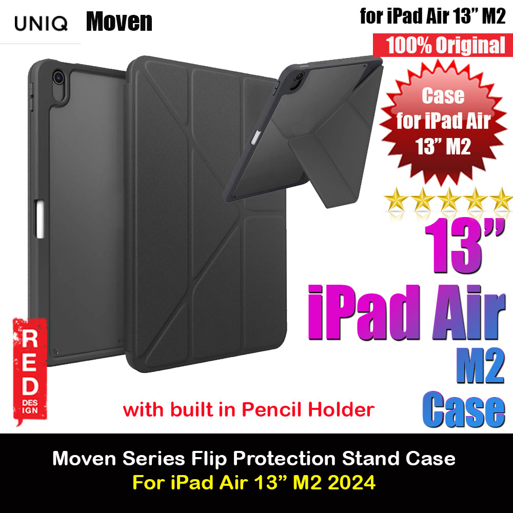 Picture of Uniq Moven Tough Hybrid Case with Clear Scratch-Resistant Black Protection Flip and Standable Case with Pen Storage for iPad Air 11 M2 2024 (Grey) Apple iPad Air 13  M2 2024- Apple iPad Air 13  M2 2024 Cases, Apple iPad Air 13  M2 2024 Covers, iPad Cases and a wide selection of Apple iPad Air 13  M2 2024 Accessories in Malaysia, Sabah, Sarawak and Singapore 