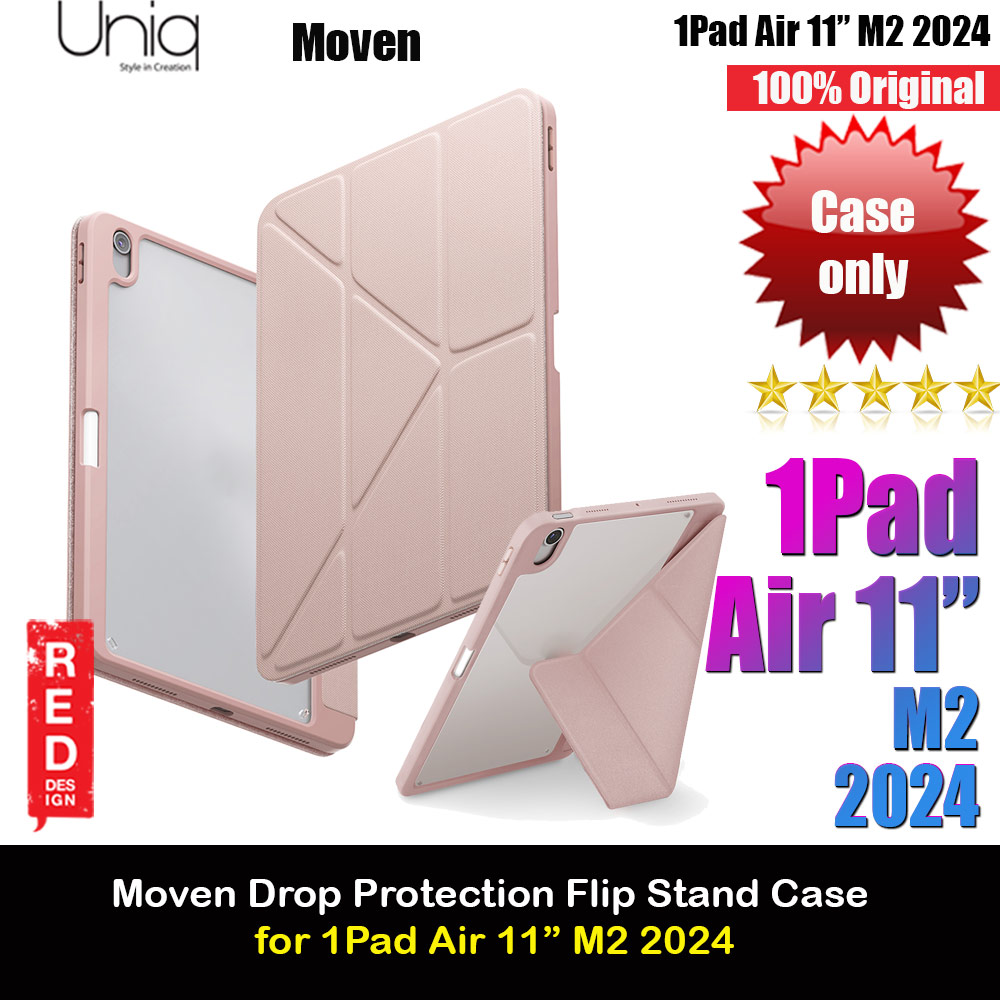 Picture of Uniq Moven Tough Hybrid Case with Clear Scratch-Resistant Black Protection Flip and Standable Case with Pen Storage for iPad Air 11 M2 2024 (Pink) Apple iPad Air 11 M2 2024- Apple iPad Air 11 M2 2024 Cases, Apple iPad Air 11 M2 2024 Covers, iPad Cases and a wide selection of Apple iPad Air 11 M2 2024 Accessories in Malaysia, Sabah, Sarawak and Singapore 