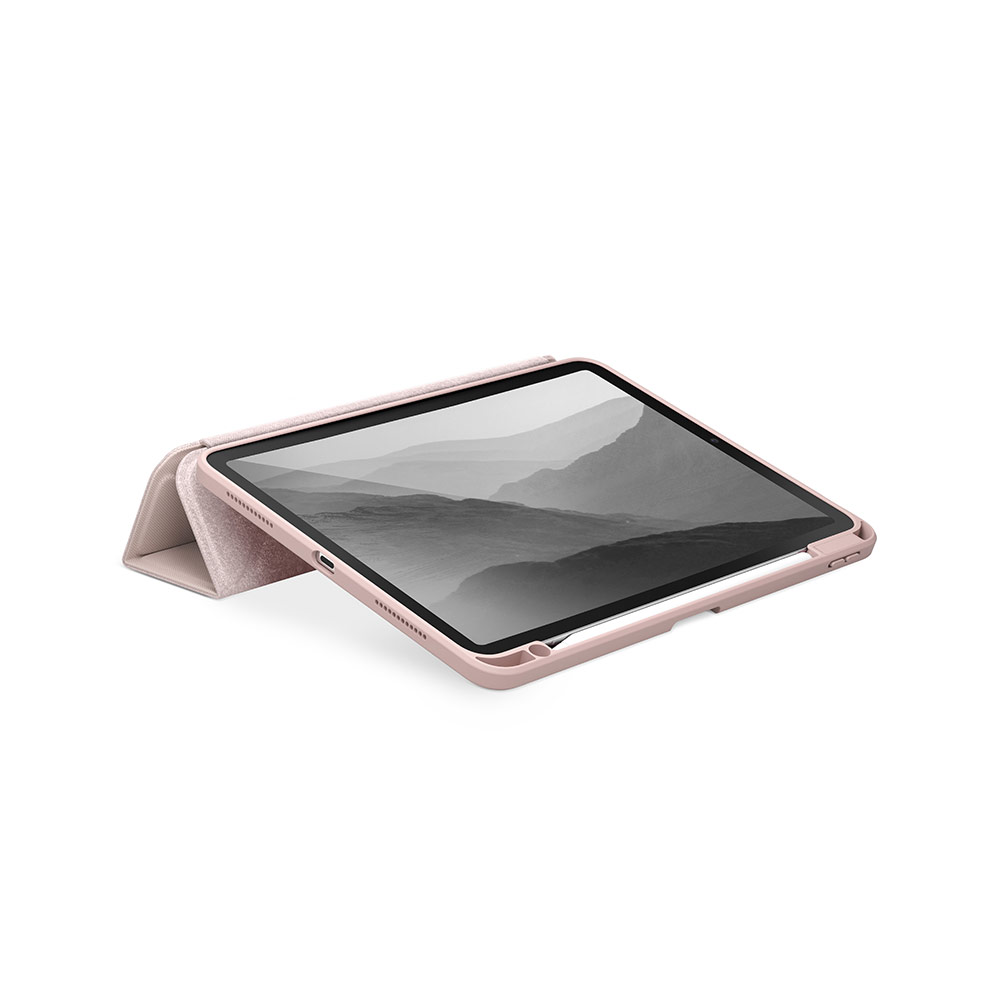 Picture of Apple iPad Air 10.9 2020 Case | Uniq Moven Tough Hybrid Case with Clear Scratch-Resistant Black Protection Flip and Standable Case with Pen Storage for iPad Air 10.9 4th 5th Gen 2020 2022 (Pink)