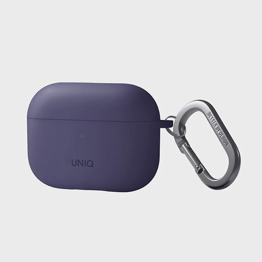 Picture of Apple Airpods Pro 2 Case | Uniq Nexo Semi Soft Liquid Silicone Protective Case with Sports Ear Hooks Aluminium Carabiner for Apple Airpods Pro 2 (Purple)