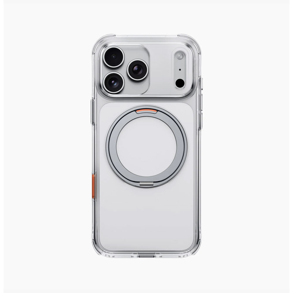 Picture of Apple iPhone 18 Pro Case | Uniq Swivix 360 Rotating Kickstand Magnetic Drop Protection Case with Camera Control Button for iPhone 18 Pro- Lucent Clear