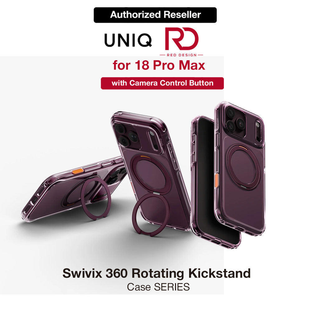 Picture of Uniq Swivix 360 Rotating Kickstand Magnetic Drop Protection Case with Camera Control Button for iPhone 18 Pro Max  - Deep Burgundy Apple iPhone 18 Pro Max- Apple iPhone 18 Pro Max Cases, Apple iPhone 18 Pro Max Covers, iPad Cases and a wide selection of Apple iPhone 18 Pro Max Accessories in Malaysia, Sabah, Sarawak and Singapore 