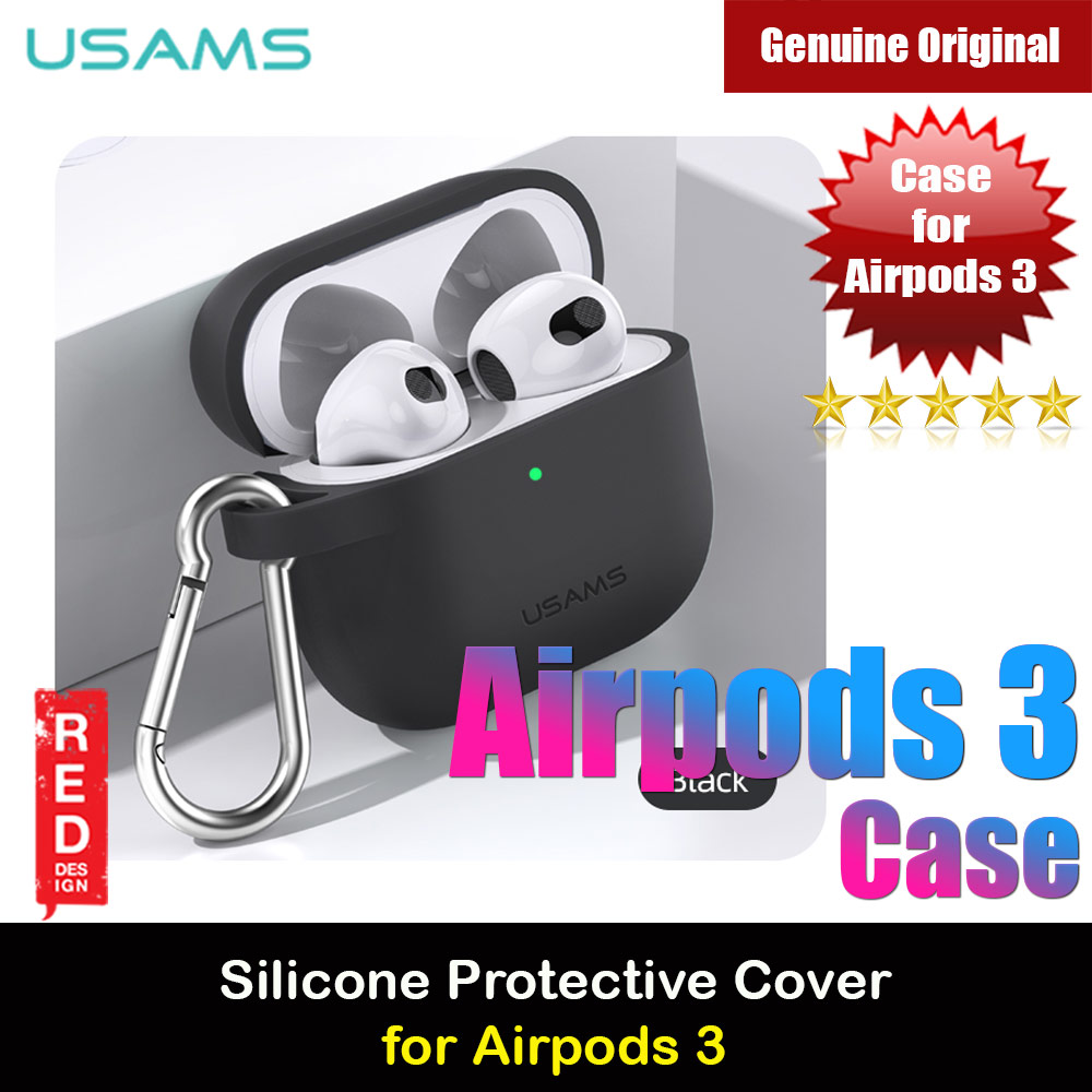 Picture of USAMS Protective Case for AirPods 3 Liquid Silicone Case with Carabiner Hook (Black) Apple Airpods 3- Apple Airpods 3 Cases, Apple Airpods 3 Covers, iPad Cases and a wide selection of Apple Airpods 3 Accessories in Malaysia, Sabah, Sarawak and Singapore 