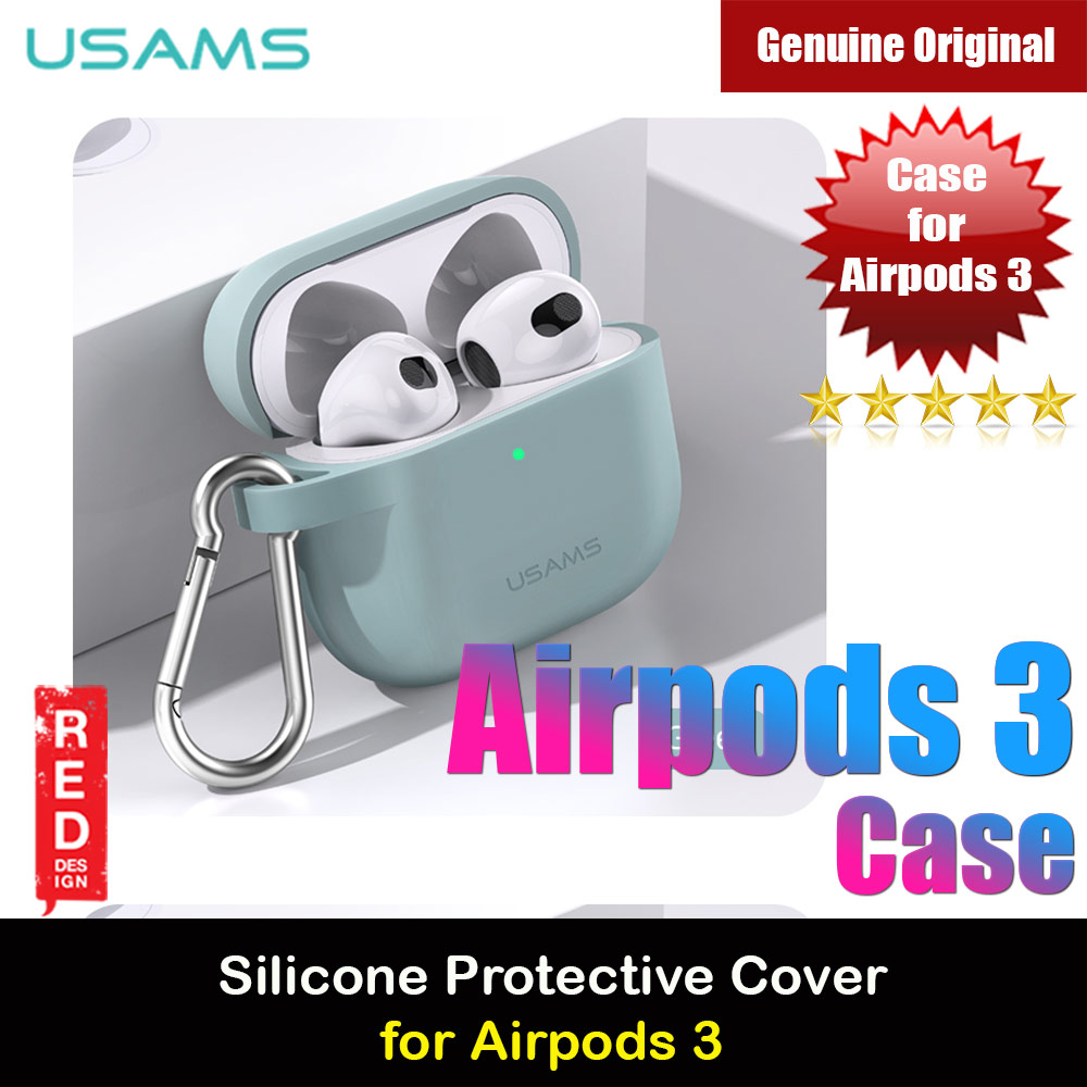 Picture of USAMS Protective Case for AirPods 3 Liquid Silicone Case with Carabiner Hook (Green) Apple Airpods 3- Apple Airpods 3 Cases, Apple Airpods 3 Covers, iPad Cases and a wide selection of Apple Airpods 3 Accessories in Malaysia, Sabah, Sarawak and Singapore 