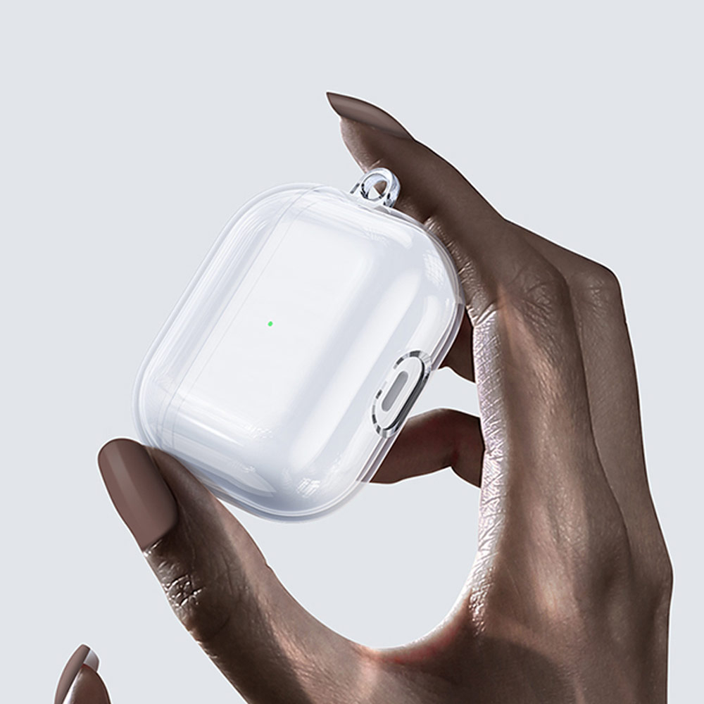 Picture of Apple Airpods 3 Case | USAMS TPU Protective Case for AirPods 3 Case with Carabiner Hook (Clear)