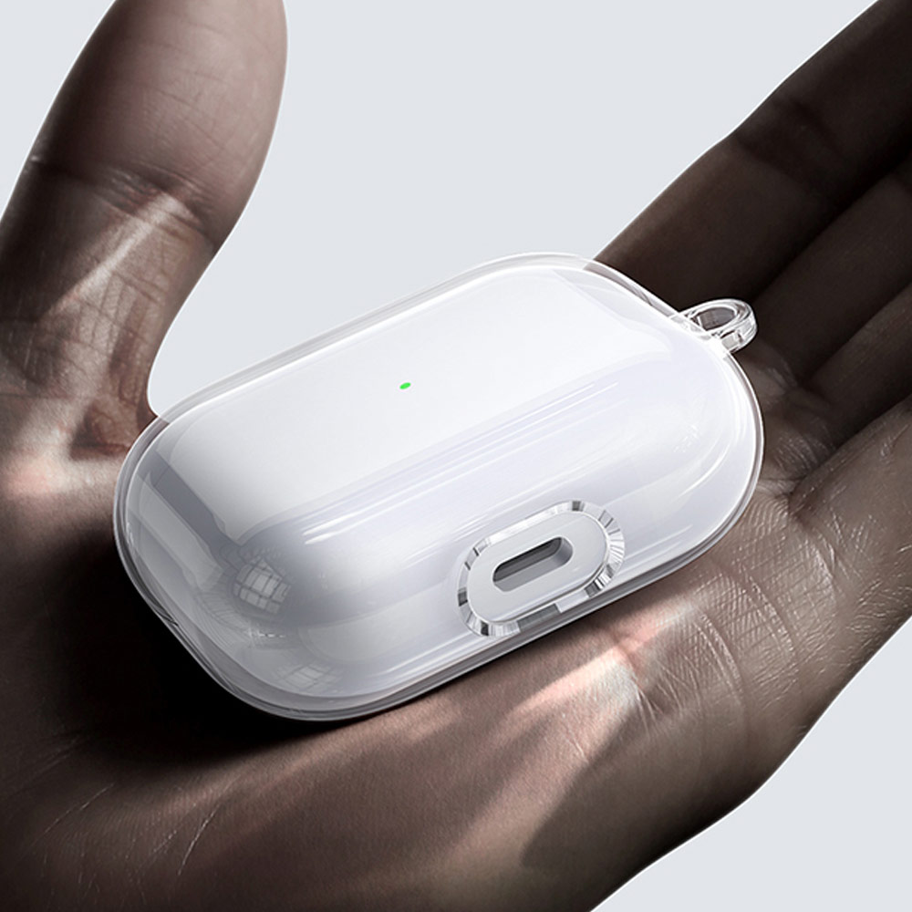 Picture of Apple Airpods 3 Case | USAMS TPU Protective Case for AirPods 3 Case with Carabiner Hook (Clear)