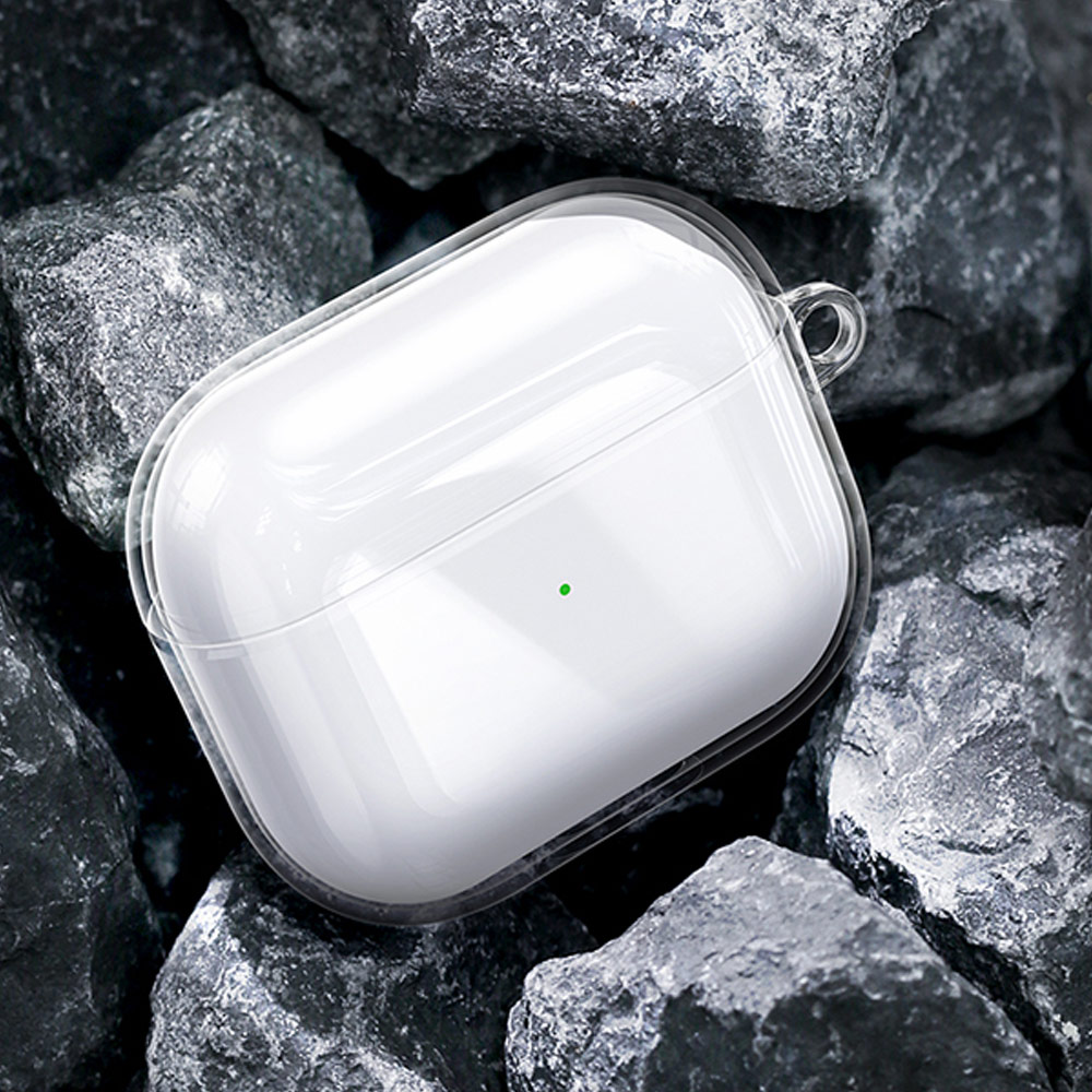 Picture of Apple Airpods 3 Case | USAMS TPU Protective Case for AirPods 3 Case with Carabiner Hook (Clear)