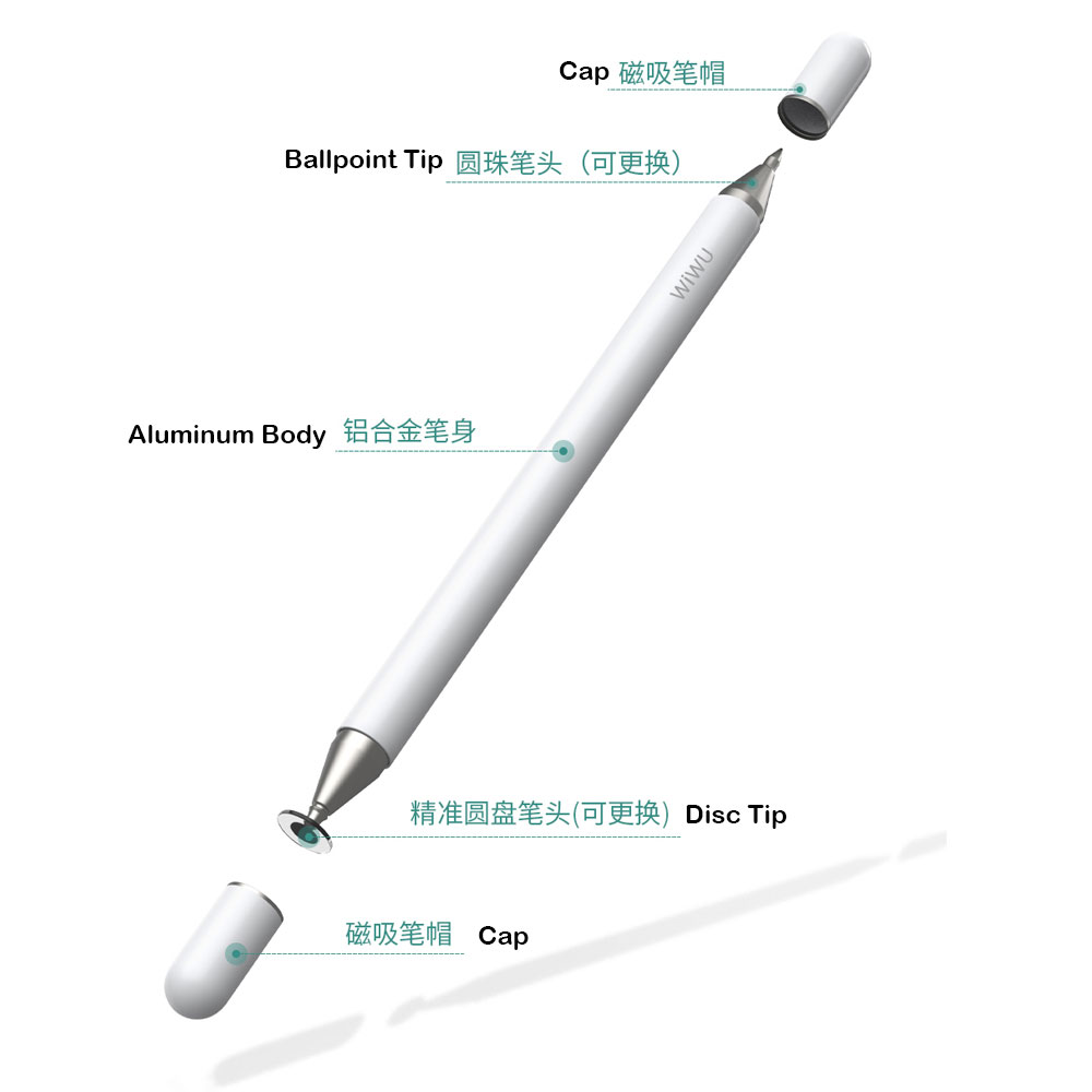 Picture of WIWU 2 in 1 Capacitive Touch Pen Stylus for iPads iPad Pro Tablets (White)