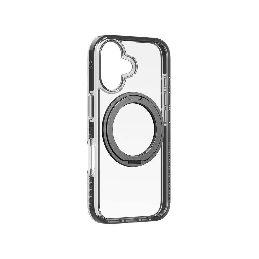 Picture of Apple iPhone 16 6.1 Case | Zagg Santa Cruz Snap 360 Degree Kickstand Phone Ring Magnetic Drop Protection Case for iPhone 16 6.1 (Black)