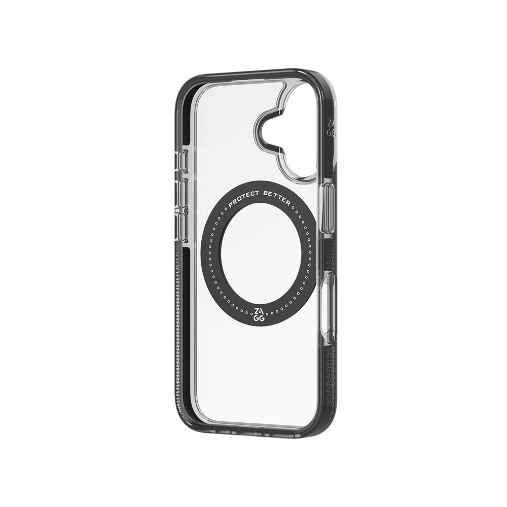 Picture of Apple iPhone 16 6.1 Case | Zagg Santa Cruz Snap 360 Degree Kickstand Phone Ring Magnetic Drop Protection Case for iPhone 16 6.1 (Black)