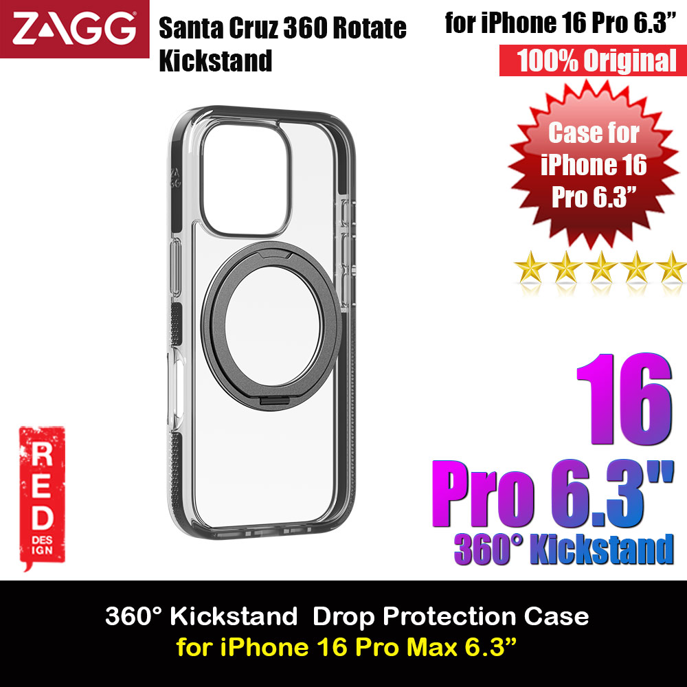 Picture of Zagg Santa Cruz Snap 360 Degree Kickstand Phone Ring Magnetic Drop Protection Case for iPhone 16 Pro 6.3 (Black) Apple iPhone 16 Pro 6.3- Apple iPhone 16 Pro 6.3 Cases, Apple iPhone 16 Pro 6.3 Covers, iPad Cases and a wide selection of Apple iPhone 16 Pro 6.3 Accessories in Malaysia, Sabah, Sarawak and Singapore 