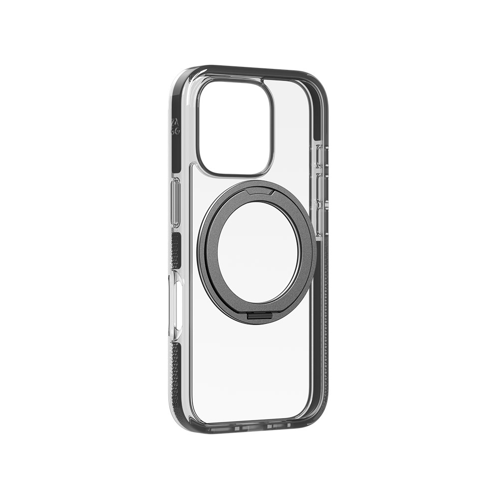 Picture of Apple iPhone 16 Pro 6.3 Case | Zagg Santa Cruz Snap 360 Degree Kickstand Phone Ring Magnetic Drop Protection Case for iPhone 16 Pro 6.3 (Black)