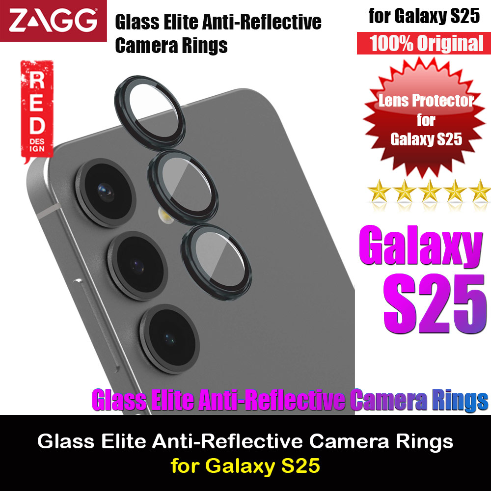 Picture of Zagg Glass Elite Anti-Reflective Camera Rings Frame Lens Protector for Galaxy S25 (5PCS Black) Samsung Galaxy S25- Samsung Galaxy S25 Cases, Samsung Galaxy S25 Covers, iPad Cases and a wide selection of Samsung Galaxy S25 Accessories in Malaysia, Sabah, Sarawak and Singapore 