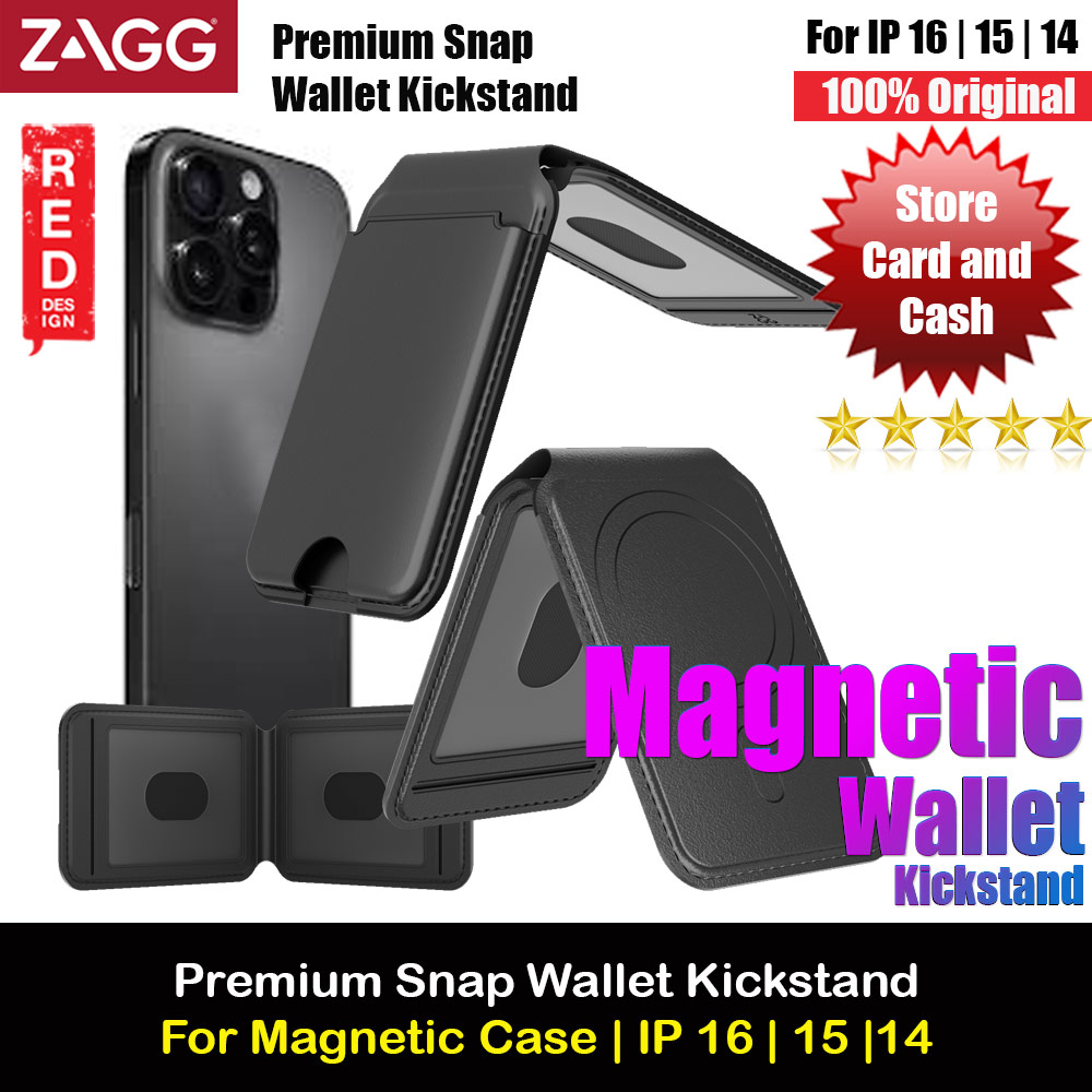 Picture of Zagg Premium Snap Wallet Magnetic Compatible Wallet with Kickstand for iPhone 14 Pro Max iPhone 15 Pro Max 16 Pro Max Card Holder Phone Stand (Black) Apple iPhone 16 Pro Max 6.9- Apple iPhone 16 Pro Max 6.9 Cases, Apple iPhone 16 Pro Max 6.9 Covers, iPad Cases and a wide selection of Apple iPhone 16 Pro Max 6.9 Accessories in Malaysia, Sabah, Sarawak and Singapore 