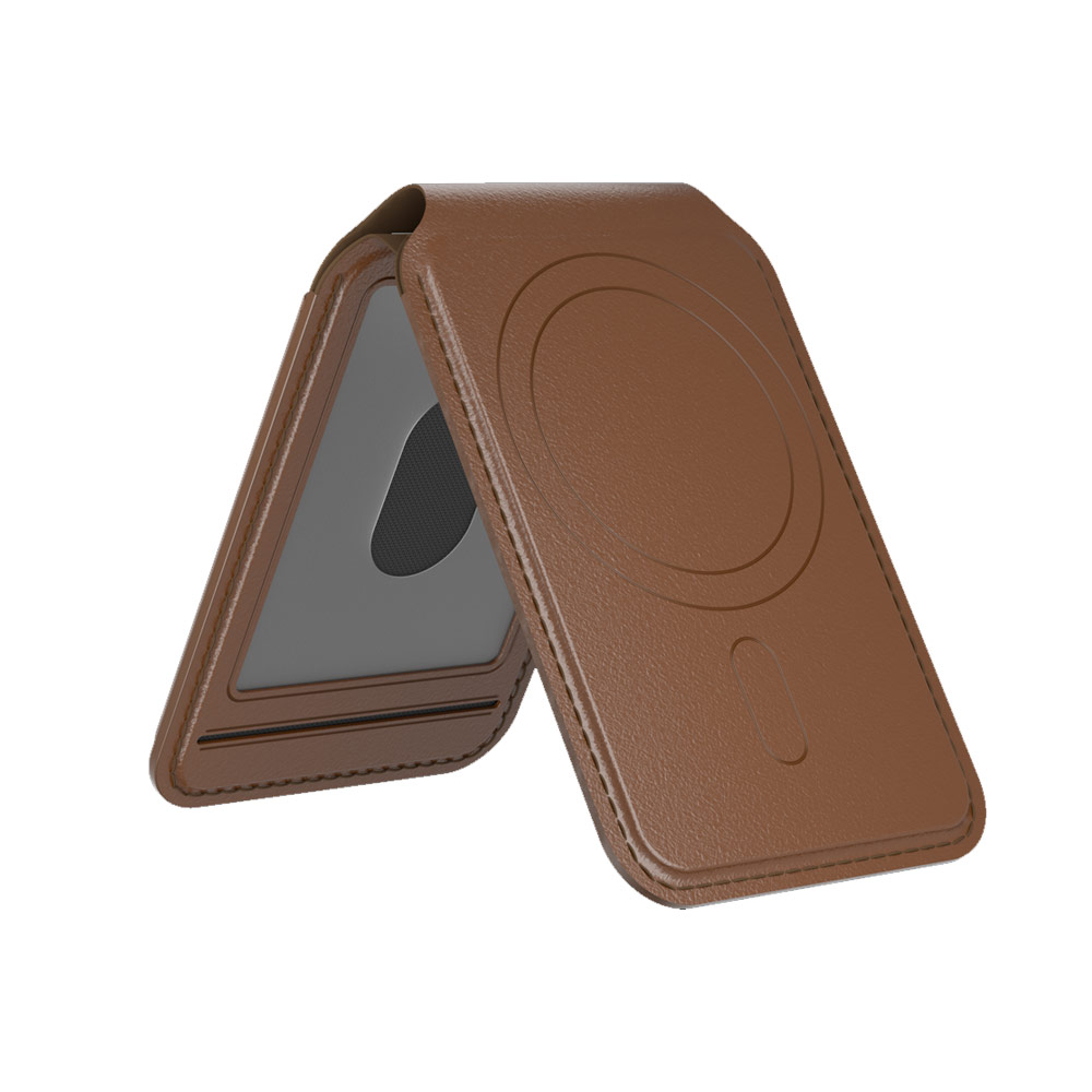 Picture of Apple iPhone 16 Pro Max 6.9  | Zagg Premium Snap Wallet Magnetic Compatible Wallet with Kickstand for iPhone 14 Pro Max iPhone 15 Pro Max 16 Pro Max Card Holder Phone Stand (Brown)