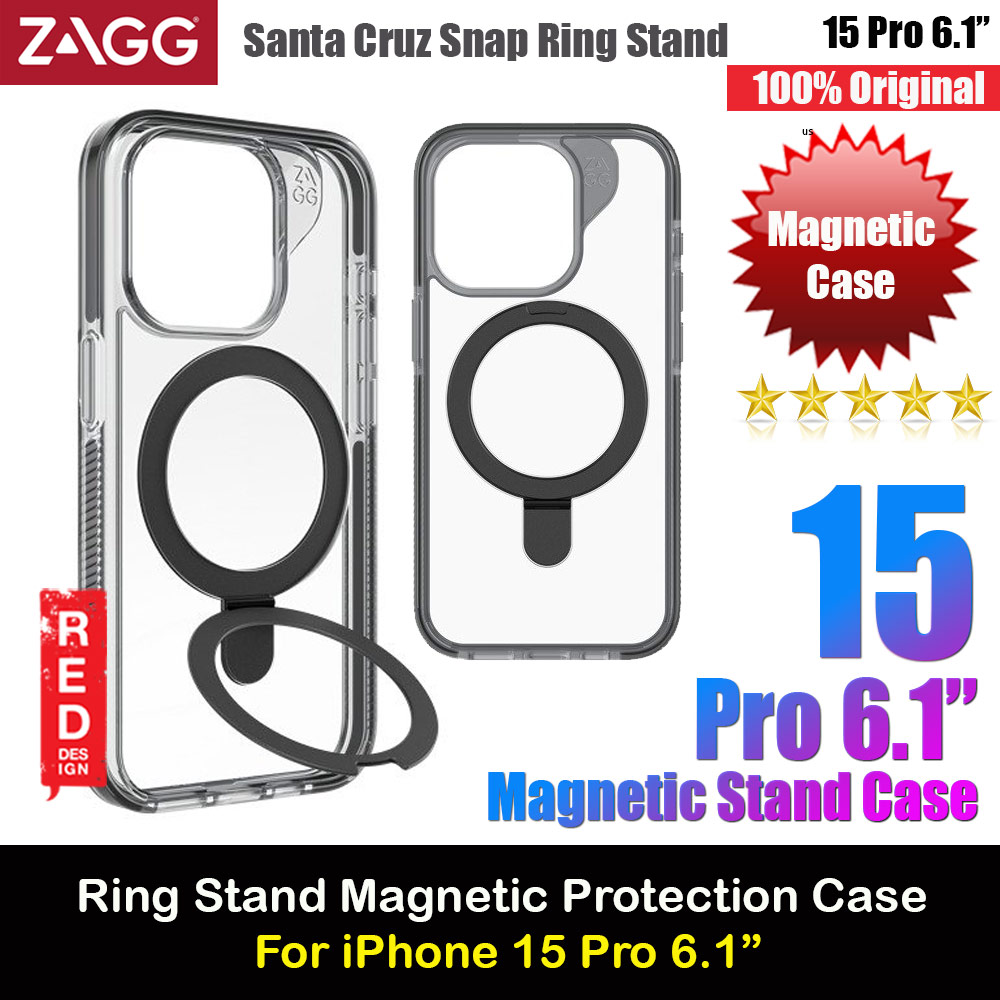 Picture of Zagg Santa Cruz Snap Ring Stand Magnetic Drop Protection Case for iPhone 15 Pro 6.1 (Black) Apple iPhone 15 Pro 6.1- Apple iPhone 15 Pro 6.1 Cases, Apple iPhone 15 Pro 6.1 Covers, iPad Cases and a wide selection of Apple iPhone 15 Pro 6.1 Accessories in Malaysia, Sabah, Sarawak and Singapore 