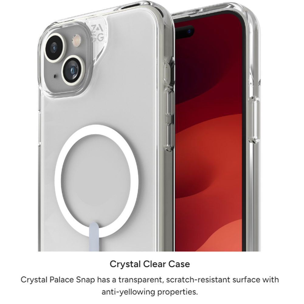Picture of Apple iPhone 15 6.1 Case | Zagg Crystal Palace Snap Anti Yellow Magnetic Drop Protection Case for iPhone 15 6.1 (Clear)