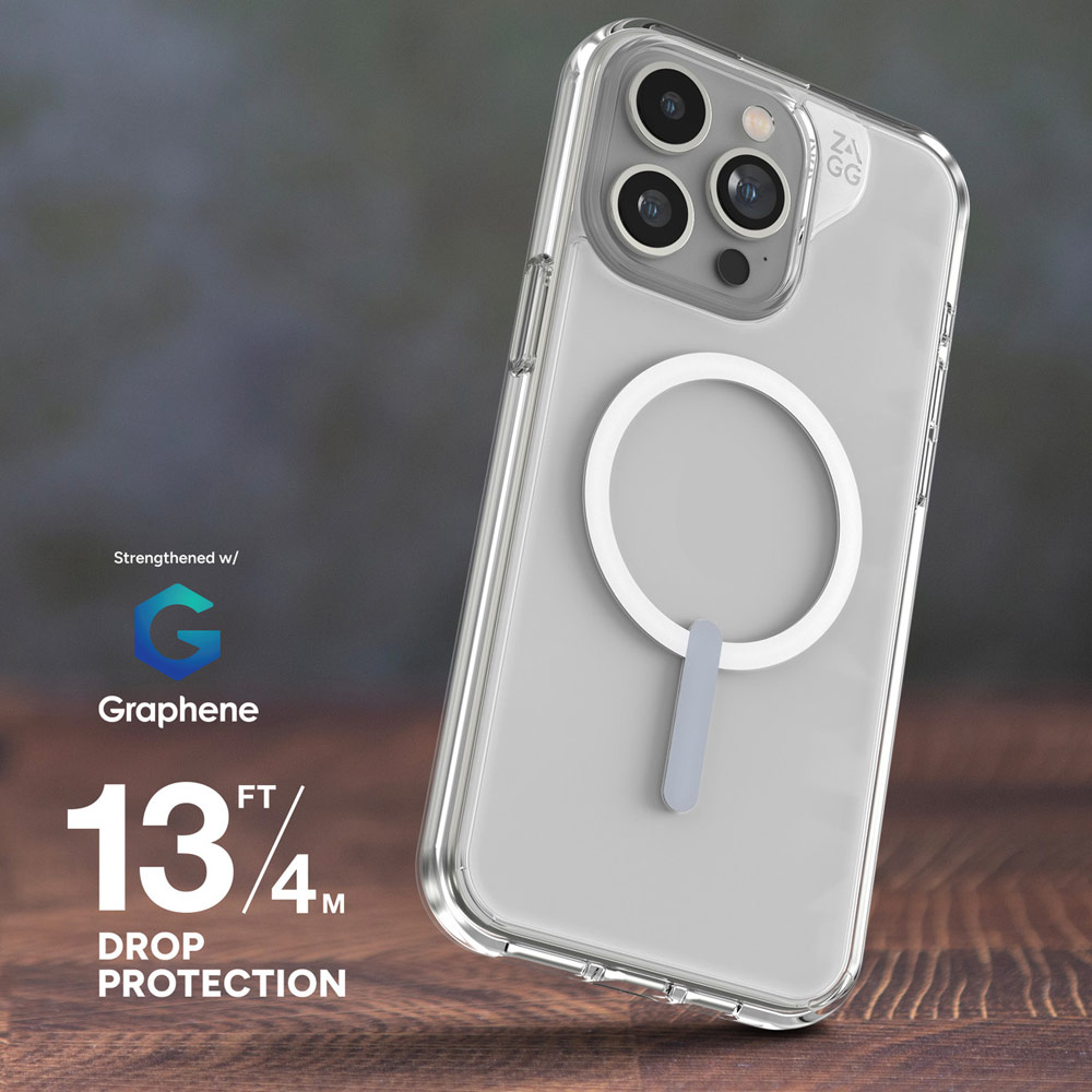 Picture of Apple iPhone 15 Pro 6.1 Case | Zagg Crystal Palace Snap Anti Yellow Magnetic Drop Protection Case for iPhone 15 Pro 6.1 (Clear)