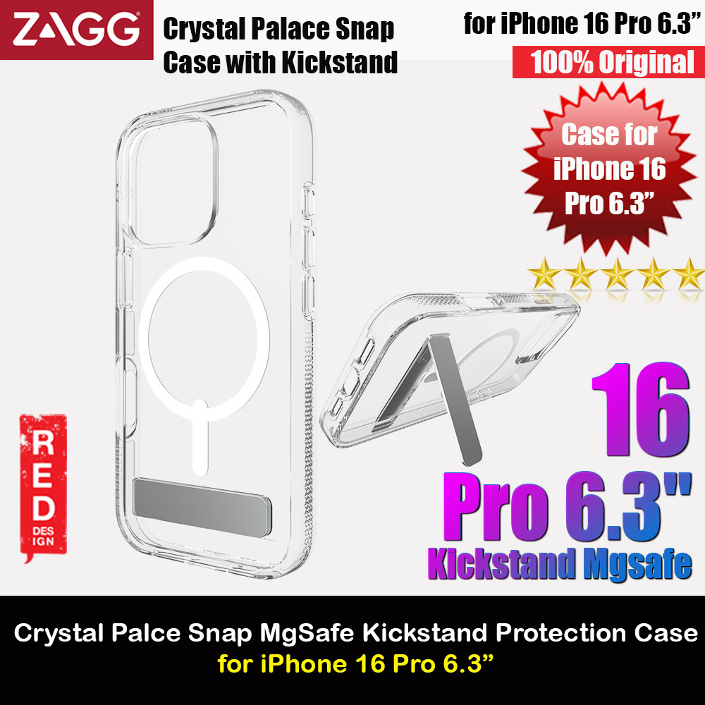 Picture of Zagg Crystal Palace Snap Kickstand Magnetic Drop Protection Case for iPhone 16 Pro 6.3 (Clear) Apple iPhone 16 Pro 6.3- Apple iPhone 16 Pro 6.3 Cases, Apple iPhone 16 Pro 6.3 Covers, iPad Cases and a wide selection of Apple iPhone 16 Pro 6.3 Accessories in Malaysia, Sabah, Sarawak and Singapore 