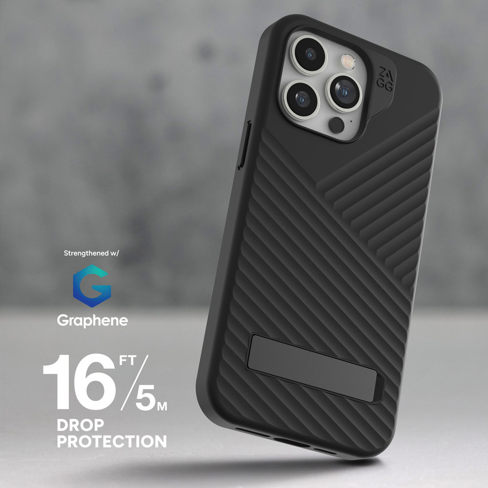 Picture of Apple iPhone 15 Pro Max 6.7 Case | Zagg Denali Snap Kickstand Magnetic Dual Layer Drop Protection Case for iPhone 15 Pro Max 6.7 (Black)