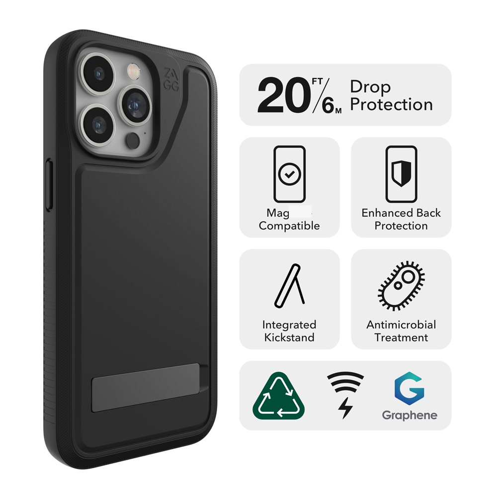 Picture of Apple iPhone 15 Pro Max 6.7 Case | Zagg Everest Snap Extreme Magnetic Non Slip Drop Protection Case with Kickstand for iPhone 15 Pro Max 6.7 (Marine)