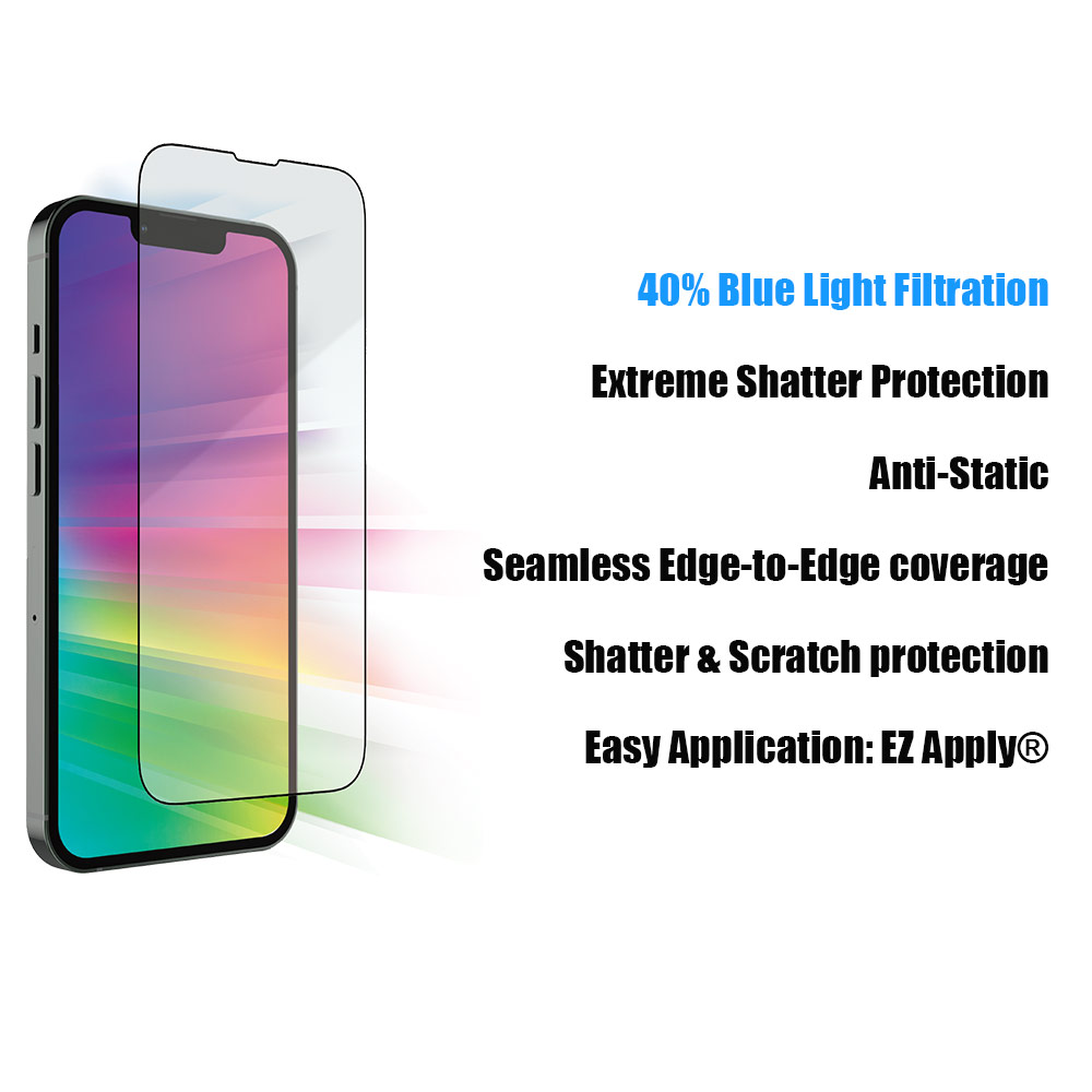 Picture of Apple iPhone 14 Plus 6.7 Screen Protector | Zagg Glass Elite Edge Vision Guard Tempered Glass Screen Protector with Easy Installation Tray for iPhone 14 Plus iPhone 13 Pro Max 6.7 (Anti Blue Light