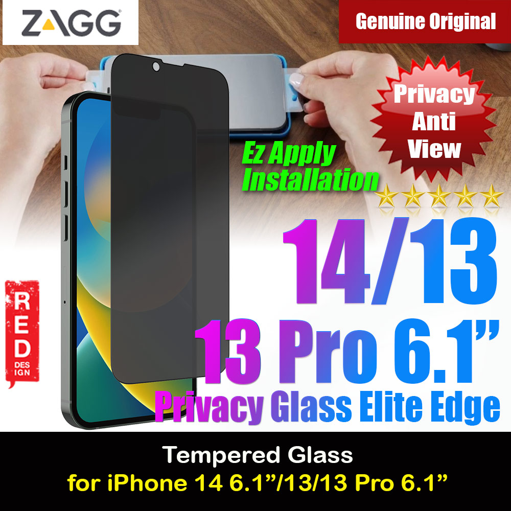 Picture of Apple iPhone 14 6.1 Screen Protector | Zagg Glass Elite Edge Tempered Glass Screen Protector with Easy Installation Tray for iPhone 14 6.1 iPhone 13 6.1iPhone 13 Pro 6.1 (2 Way Privacy
