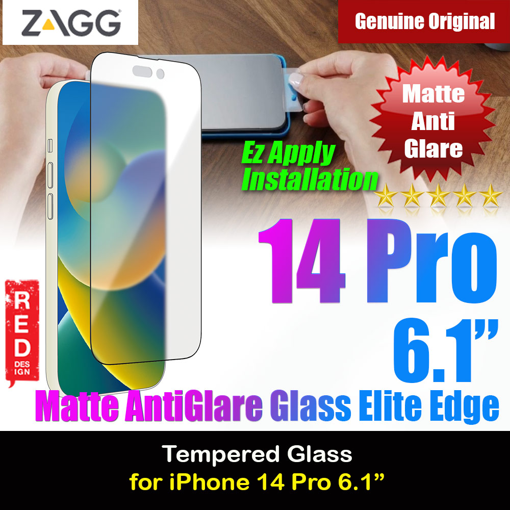 Picture of Apple iPhone 14 Pro 6.1 Screen Protector | Zagg Glass Elite Edge Tempered Glass Screen Protector with Easy Installation Tray for iPhone 14 Pro 6.1 (Matte Anti-Glare)