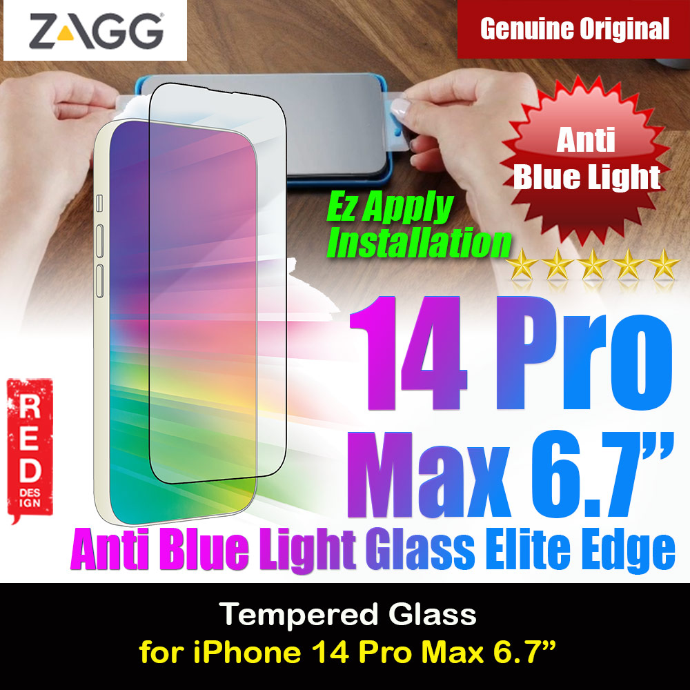 Picture of Zagg Glass Elite Edge Vision Guard Tempered Glass Screen Protector with Easy Installation Tray for iPhone 14 Pro Max 6.7 (Anti Blue Light Apple iPhone 14 Pro Max 6.7- Apple iPhone 14 Pro Max 6.7 Cases, Apple iPhone 14 Pro Max 6.7 Covers, iPad Cases and a wide selection of Apple iPhone 14 Pro Max 6.7 Accessories in Malaysia, Sabah, Sarawak and Singapore 