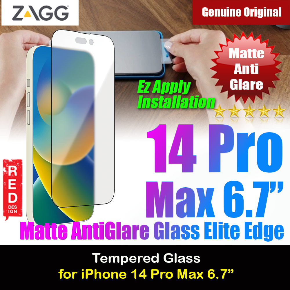 Picture of Zagg Glass Elite Edge Tempered Glass Screen Protector with Easy Installation Tray for iPhone 14 Pro Max 6.7 (Matte Anti-Glare) Apple iPhone 14 Pro Max 6.7- Apple iPhone 14 Pro Max 6.7 Cases, Apple iPhone 14 Pro Max 6.7 Covers, iPad Cases and a wide selection of Apple iPhone 14 Pro Max 6.7 Accessories in Malaysia, Sabah, Sarawak and Singapore 