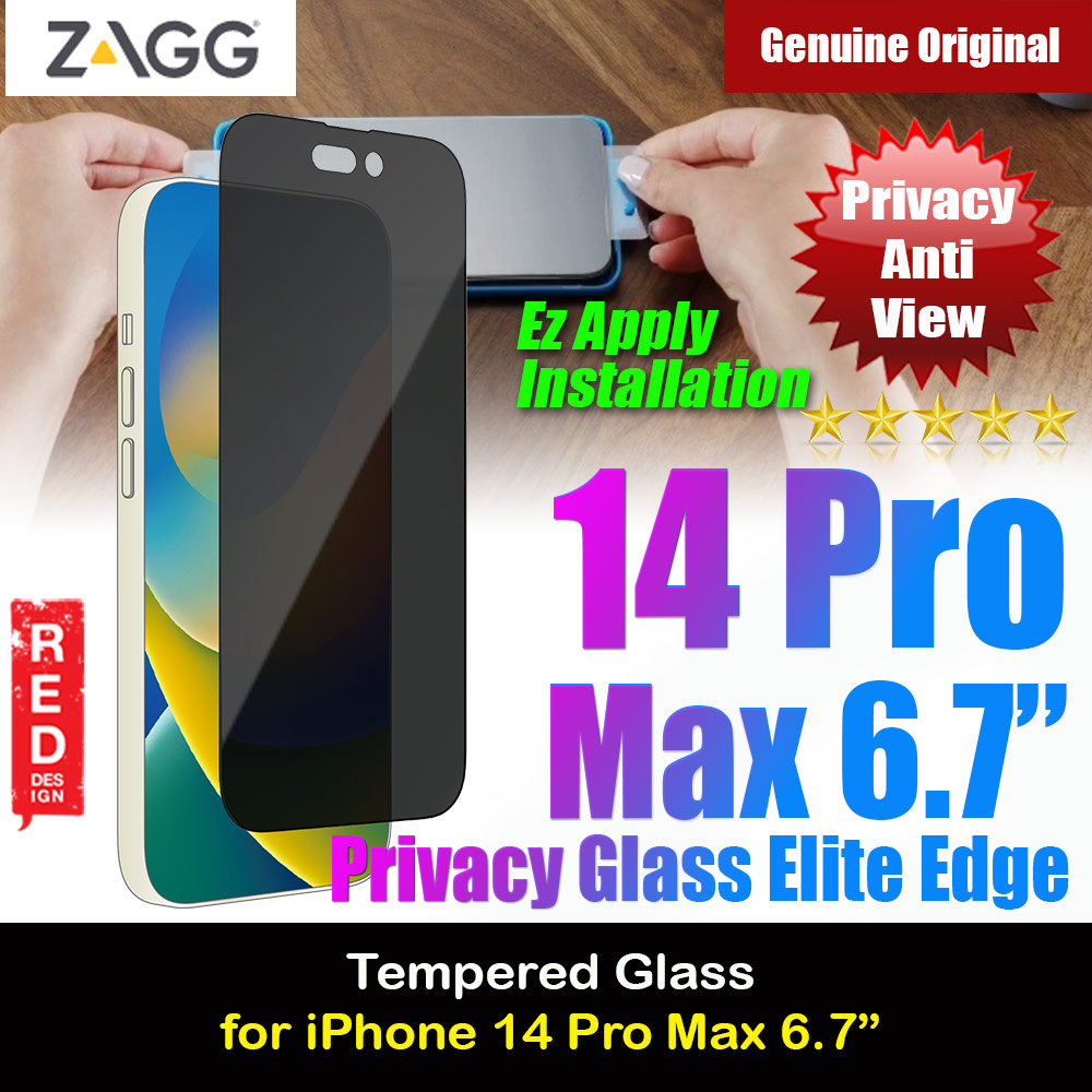 Picture of Zagg Glass Elite Edge Tempered Glass Screen Protector with Easy Installation Tray for iPhone 14 Pro Max 6.7 (2 Way Privacy Apple iPhone 14 Pro Max 6.7- Apple iPhone 14 Pro Max 6.7 Cases, Apple iPhone 14 Pro Max 6.7 Covers, iPad Cases and a wide selection of Apple iPhone 14 Pro Max 6.7 Accessories in Malaysia, Sabah, Sarawak and Singapore 