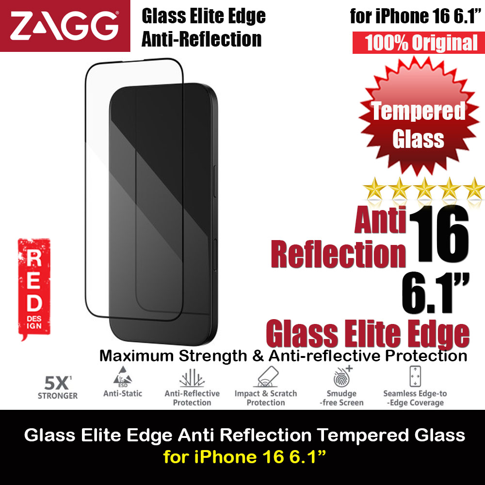 Picture of Apple iPhone 16 6.1 Screen Protector | Zagg Glass Elite Edge Anti Reflection Tempered Glass Screen Protector with Easy Installation Tray for iPhone 16 6.1 (Clear)