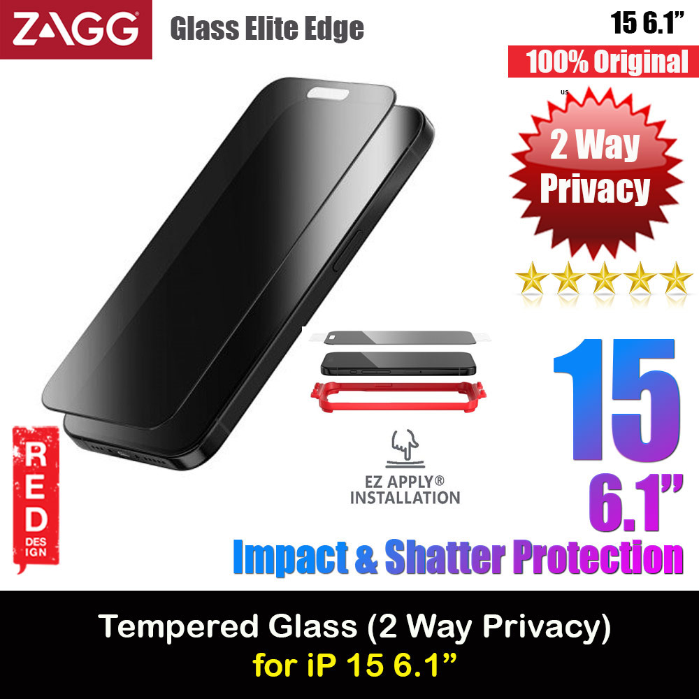 Picture of Apple iPhone 15 6.1 Screen Protector | Zagg Glass Elite Edge Anti Peep View Privacy Tempered Glass Screen Protector with Easy Installation Tray for iPhone 15 6.1 (2 Way Privacy)