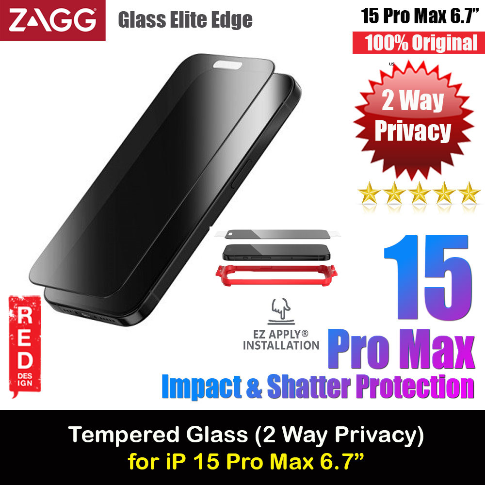 Picture of Zagg Glass Elite Edge Anti Peep View Privacy Tempered Glass Screen Protector with Easy Installation Tray for iPhone 15 Pro Max 6.7 (2 Way Privacy) Apple iPhone 15 Pro Max 6.7- Apple iPhone 15 Pro Max 6.7 Cases, Apple iPhone 15 Pro Max 6.7 Covers, iPad Cases and a wide selection of Apple iPhone 15 Pro Max 6.7 Accessories in Malaysia, Sabah, Sarawak and Singapore 