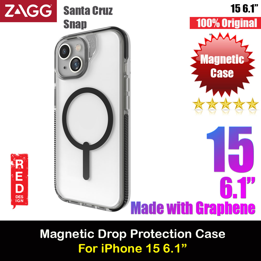 Picture of Zagg Santa Cruz Snap Magnetic Slim Lightweight Non Slip Drop Protection Case for iPhone 15 6.1 (Black) Apple iPhone 15 6.1- Apple iPhone 15 6.1 Cases, Apple iPhone 15 6.1 Covers, iPad Cases and a wide selection of Apple iPhone 15 6.1 Accessories in Malaysia, Sabah, Sarawak and Singapore 